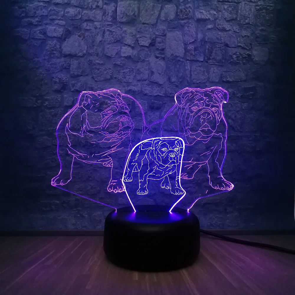 Смешанные цвета 3D светодиодный светильник животное собака RGB Освещение настольный ночник Иллюзия атмосферу спальня Dceor Luminaria рождественские подарки