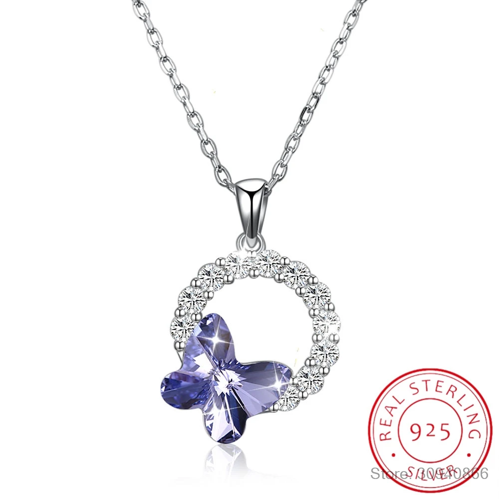 LEKANI женское ожерелье с кристаллами от Swarovski Ювелирные изделия кристальная подвеска бабочка ожерелье Модные ювелирные изделия женские ожерелье