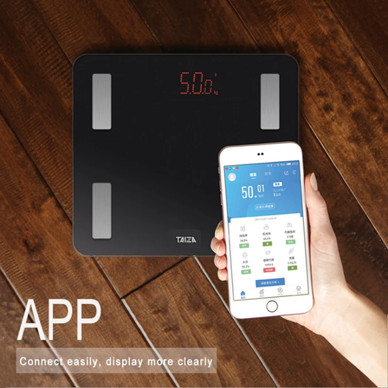 Весы напольные цифровые умный прибор для измерения массы тела и жира с Bluetooth
