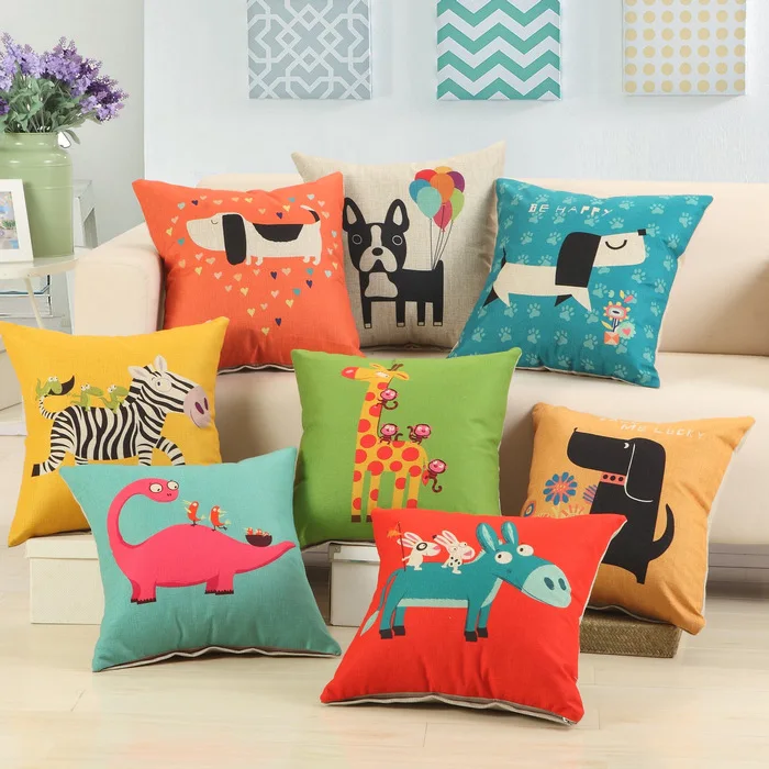 1 шт. декоративная наволочка из хлопка и льна с принтом собаки зебры осла 40329 | Дом