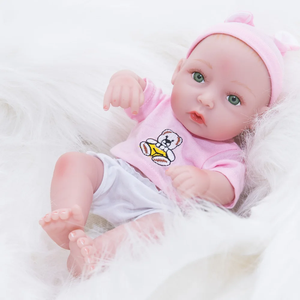 10 дюймов очень маленькая Милая Полностью виниловая кукла для новорожденных