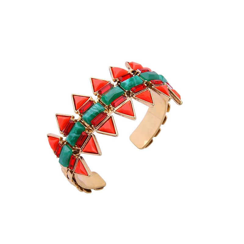 Уникальный Дизайн Треугольники Siam Камень регулируемые манжеты Браслеты для