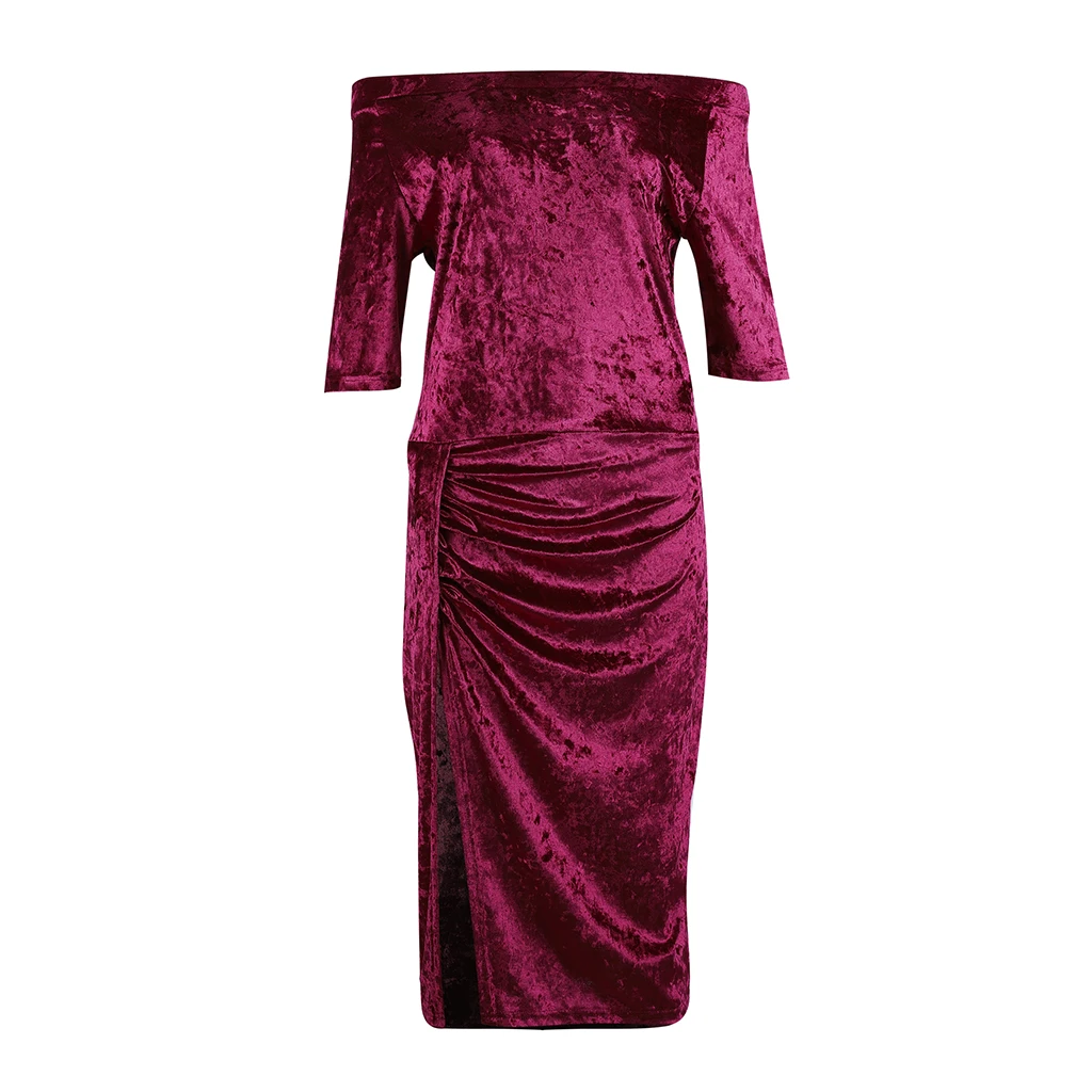 Модное сексуальное облегающее бархатное платье 2019 женское с воротником лодочкой