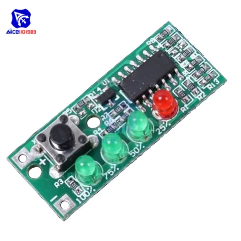 Индикатор емкости аккумулятора 9-12, 6 в, 4 светодиода, дисплей для литиевой батареи 3S