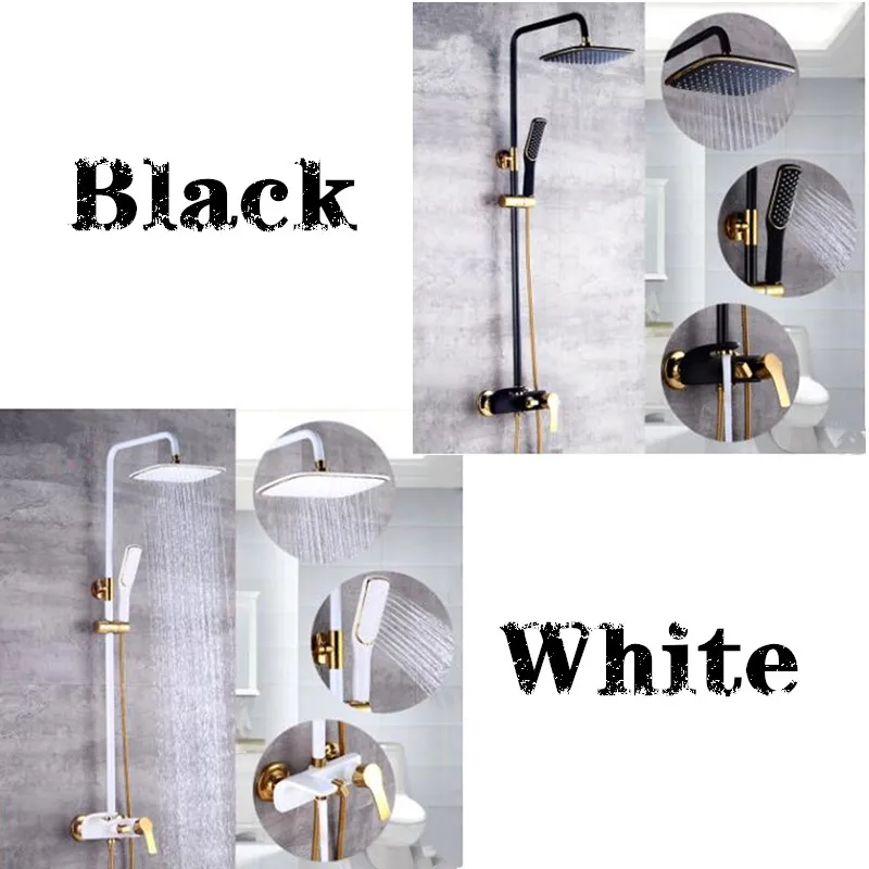 Набор для душа черная Европейская запеченная белая краска позолоченный душевой