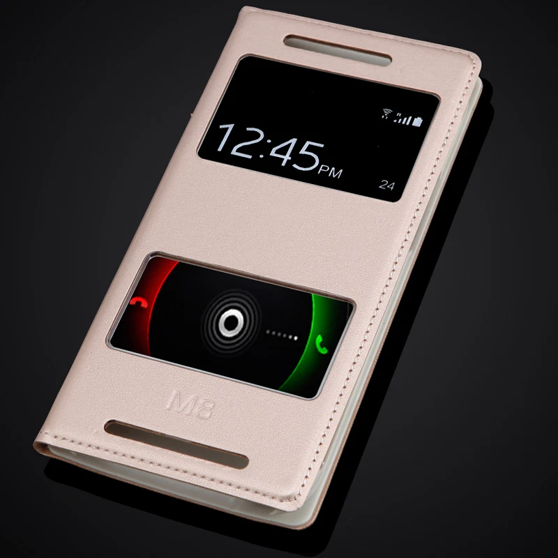 Для HTC One M8 флип-кейс из искусственной кожи с окошком для просмотра чехол телефона