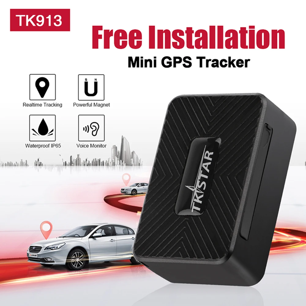 Мини GPS трекер TKSTAR GSM 25 дней в режиме ожидания автомобильный локатор TK913 магнитный
