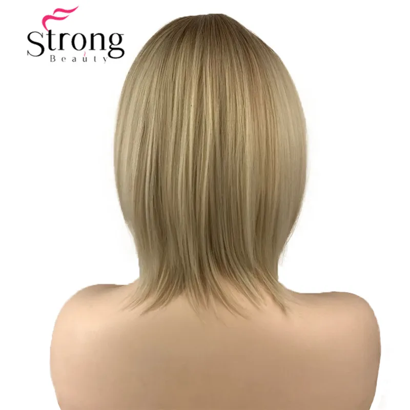 StrongBeauty короткий мягкий слоистый милый блонд микс прямой синтетический парик женский ежедневный Полный волос Парики кожа Топ