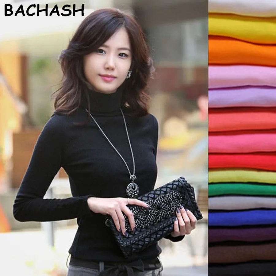 

BACHASH 2020 High Quality Fashion Spring Autumn Winter Sweater Women Wool Turtleneck Pullovers Fashion Women's Solid Sweaters