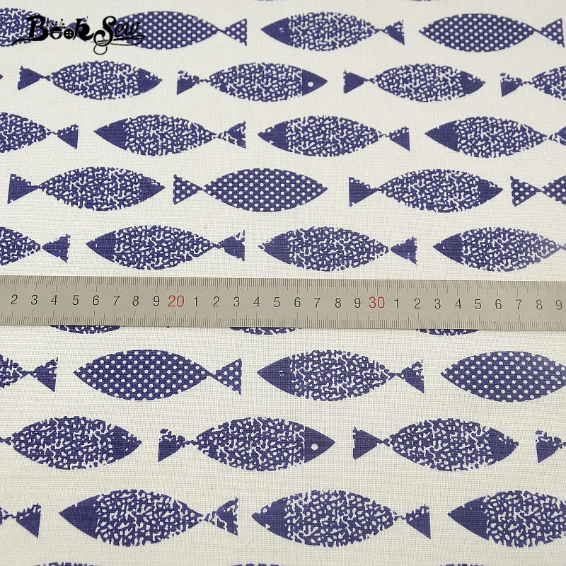 Booksew Home Textile Cotton Linen Fabric Fish Design Sewing Material Tissu Tablecloth Pillow Bag Curtain Cushion Zakka CM | Дом и сад