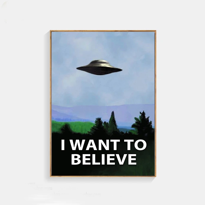 

New Arrival Movie Cartoon Poster Paitning " I Want To Believe " X File Canvas Prints Canvas Art Oil Painting Home Decoration
