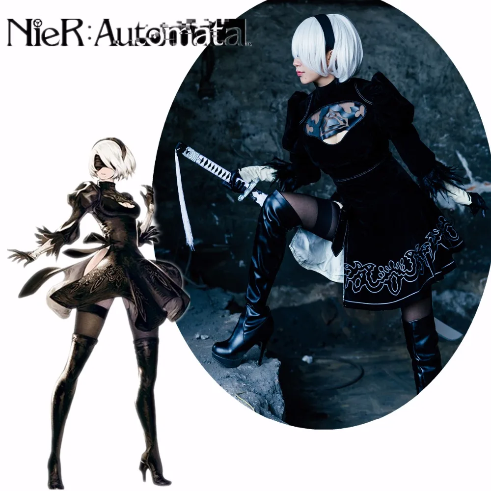 Athemis NieR Automata Косплей костюмы YoRHa No. 2 Тип B ботинки для косплея | Тематическая одежда