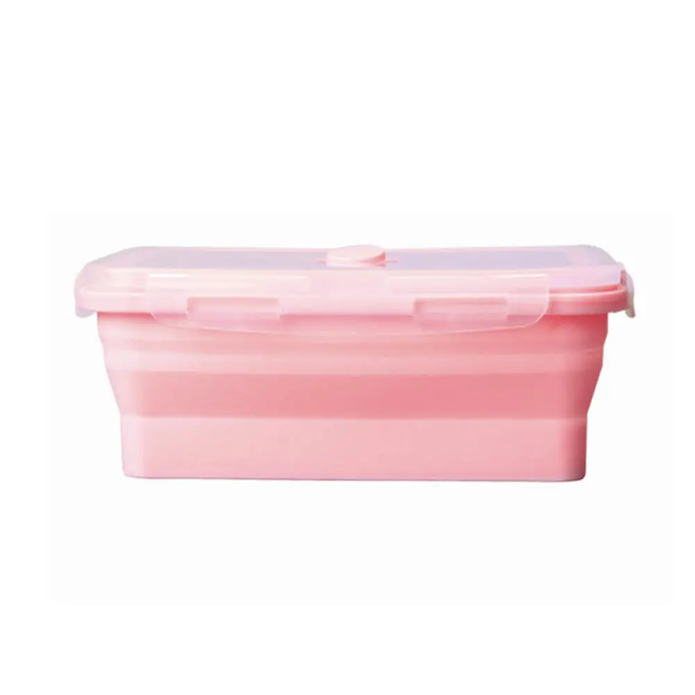 pink 800ml Складной силиконовый Ланч-бокс складной для хранения корма контейнер складной Бенто-бокс миска для пикника кемпинга на открытом воздухе - Цвет: pink 800ml