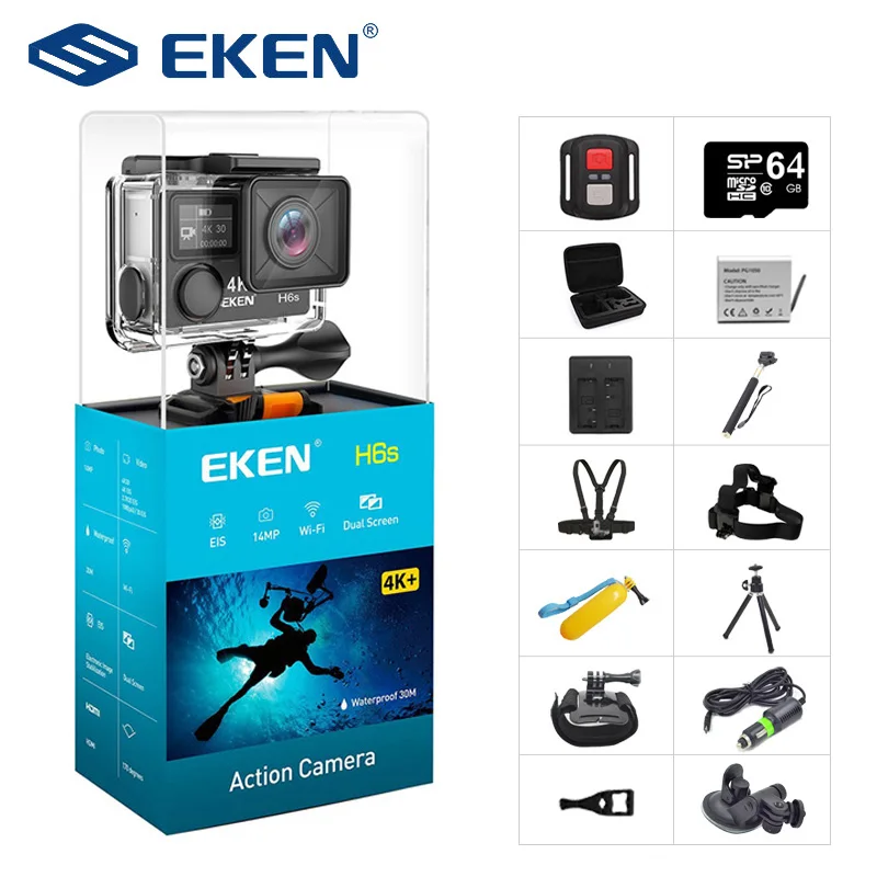 Оригинальная Экшн-камера eken H6S Ultra HD с чипом Ambarella A12 4 k/30fps 1080 p/60fps EIS 30M Водонепроницаемая Спортивная камера