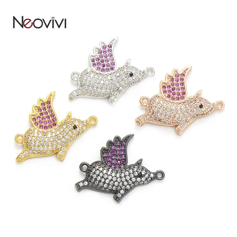 Neovivi счастливый Летающий свинья амулеты фиолетовый крыло прозрачный белый