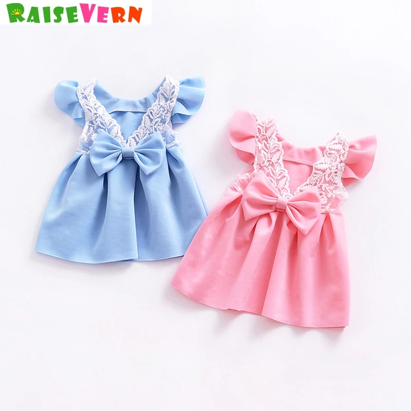 Милое кружевное платье с открытой спиной для маленьких девочек летнее