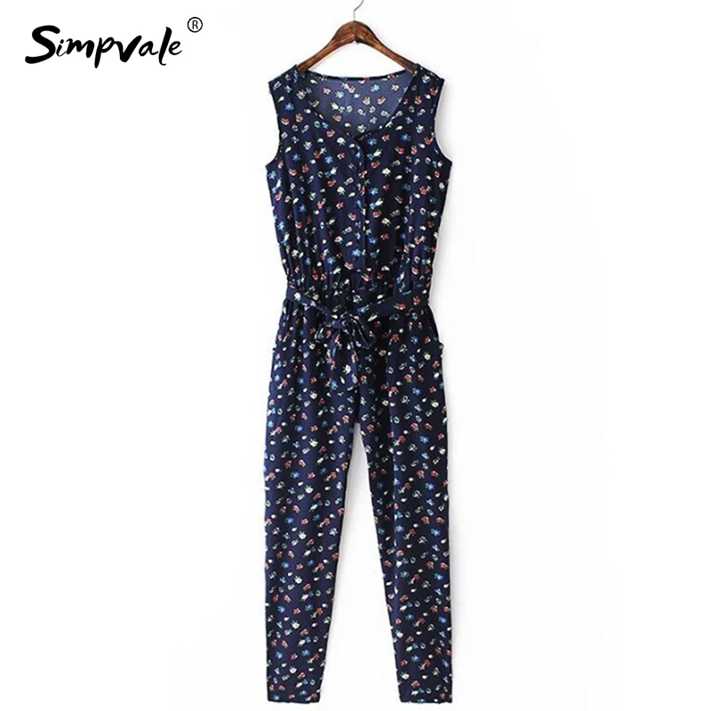 SIMPVALE шифоновые Комбинезоны женские маленькие цветочные принты комбинезон