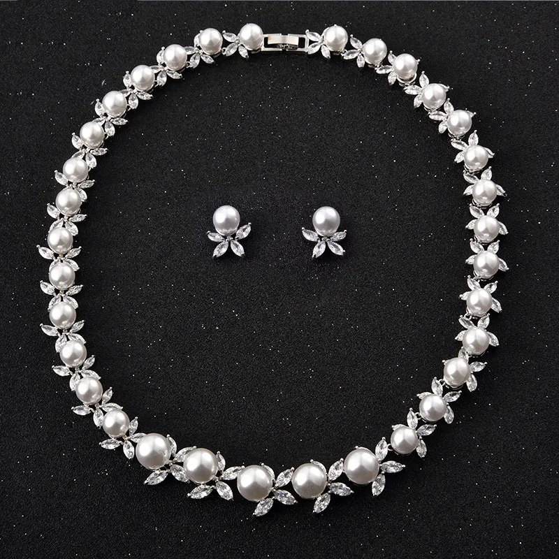 Комплект из колье серёг и с фианитом|necklace earrings jewelry set|bridal setsjewelry sets |