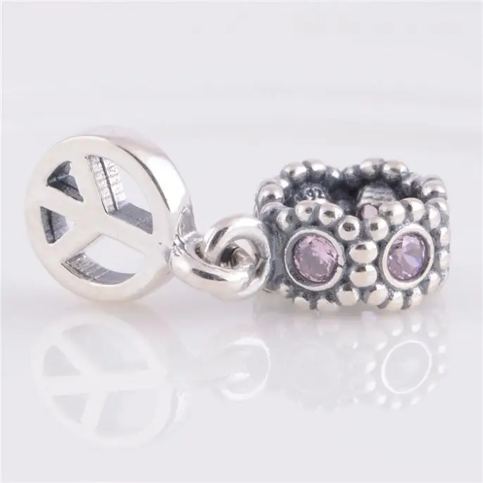 Buy one get free LW171 Peace Sign Pendant Jewelry 925 Sterling Silver Charms Screw Thread Beads For Bracelets | Украшения и