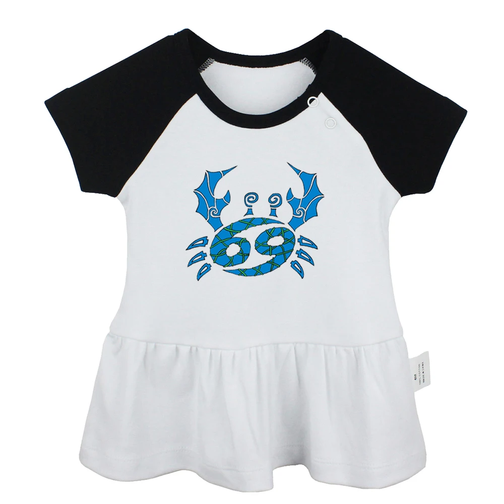Constellation Pisces Virgo Cancer Capricorn Symbol Tattoo Design Newborn Baby Girls Dresses Toddler Infant Cotton Clothes | Мать и