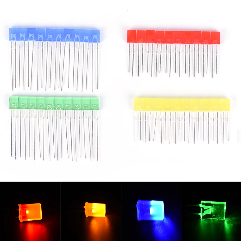 

100pcs/pack Square LED Diodes 2x5x7mm Rectangular Square LED Emitting Diodes Light LEDs Bulbs Yellow/Red/Blue/Green