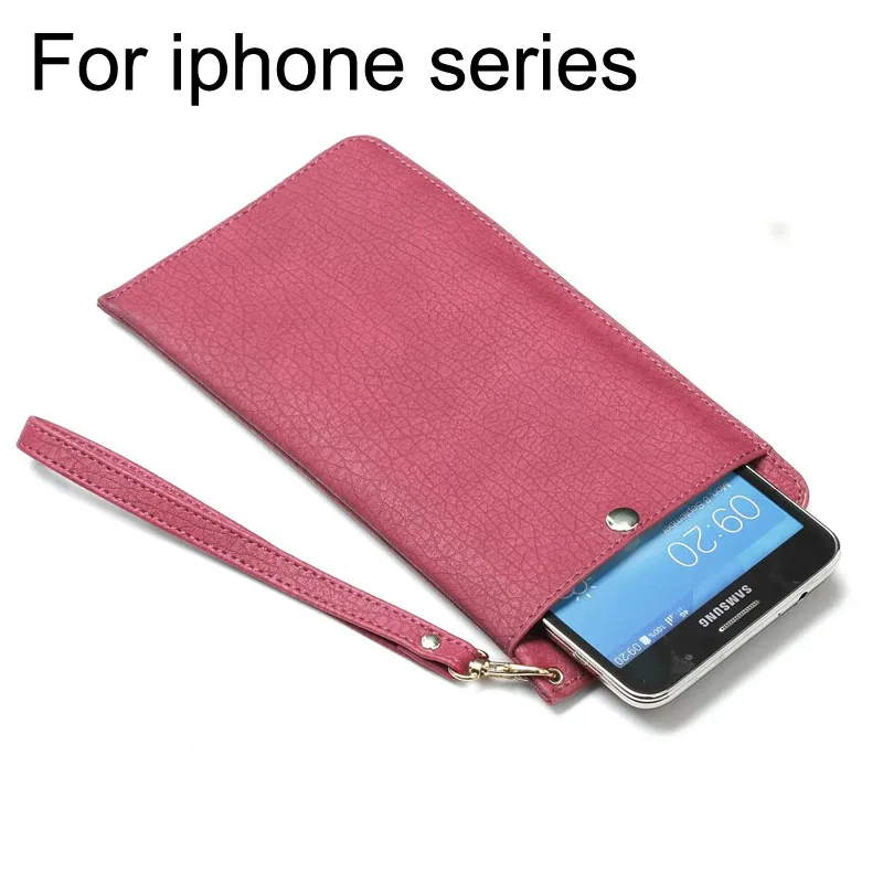 Красный Роскошный кошелек на молнии, сумочка для iphone 3g, 4S, 5S из искусственной кожи, чехол для телефона, чехлы для iphone 6, 6s plus, 7, 7 plus, 6,3 дюймов - Цвет: Красный