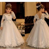 ball gown girls first communion dress lace applique off shoulder flower girl dress for wedding birthday gown