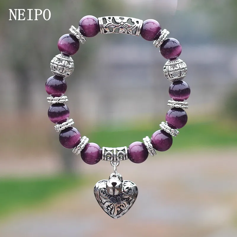 NEIPO 10 мм опаловые бусины браслет сделай сам колокольчик с кулоном сердце женские