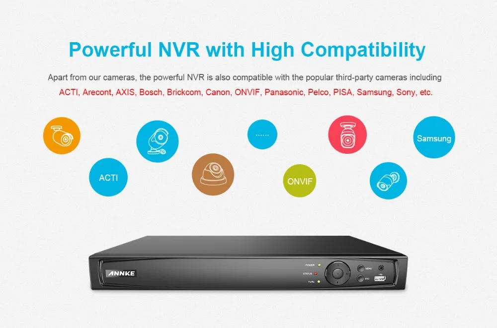 ANNKE 8CH 1080P POE NVR система безопасности 4K NVR с 8 шт 4 мм 2 МП Всепогодная ИК камера ночного видения H.264 комплект наблюдения