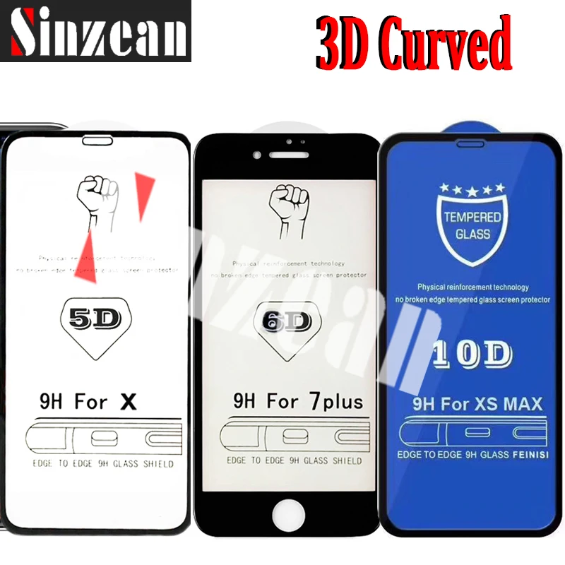 100 шт. для iPhone 11 Pro Max/6S PLUS/78 PLUS/XR/XS 5D/6D/10D полное закаленное стекло IPHONE 12 mini/12pro 3D