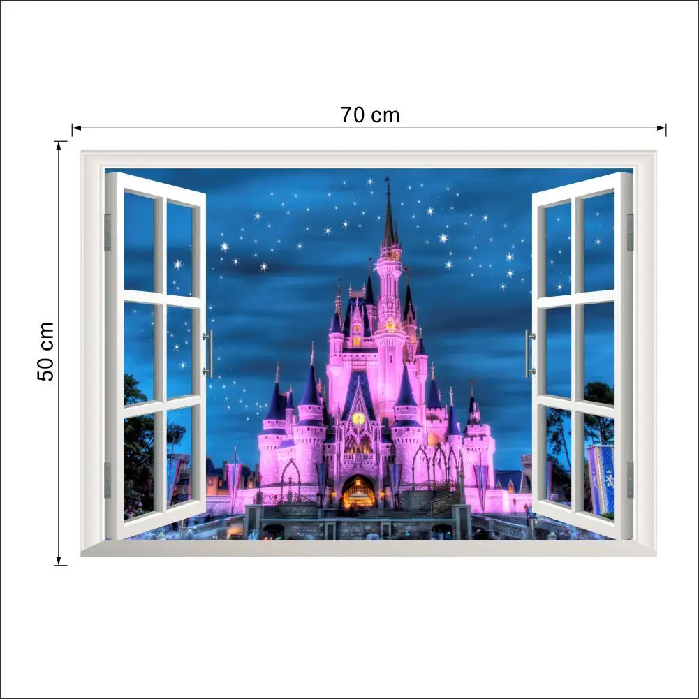 Большой Настенный 3D стикер с изображением замка и звезд наклейка для домашнего