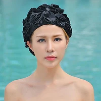 2019 design 36 lily flowers women swimming cap coloful sports swim pool beautiful hat free size women elastictry cap