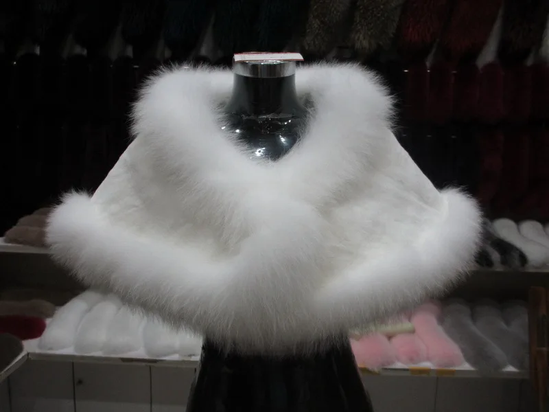 White 1 Jancoco Max S1031 новые модные женские пончо из натурального Лисьего меха и меха кролика рекс модная шаль для невесты - Цвет: White 1