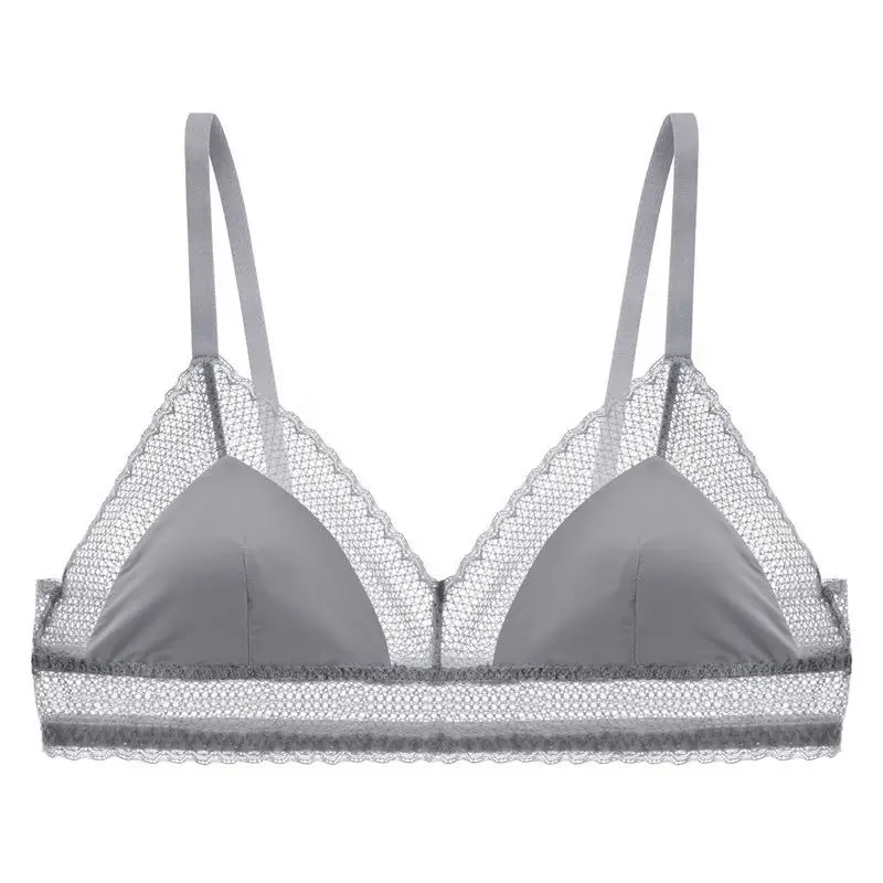 GRAY Perfering Bralette сексуальный беспроводной кружевной бюстгальтер для женщин, чашка 3/4, женское нижнее белье без подкладки, полупрозрачное дамское нижнее белье, интимное - Color: GRAY