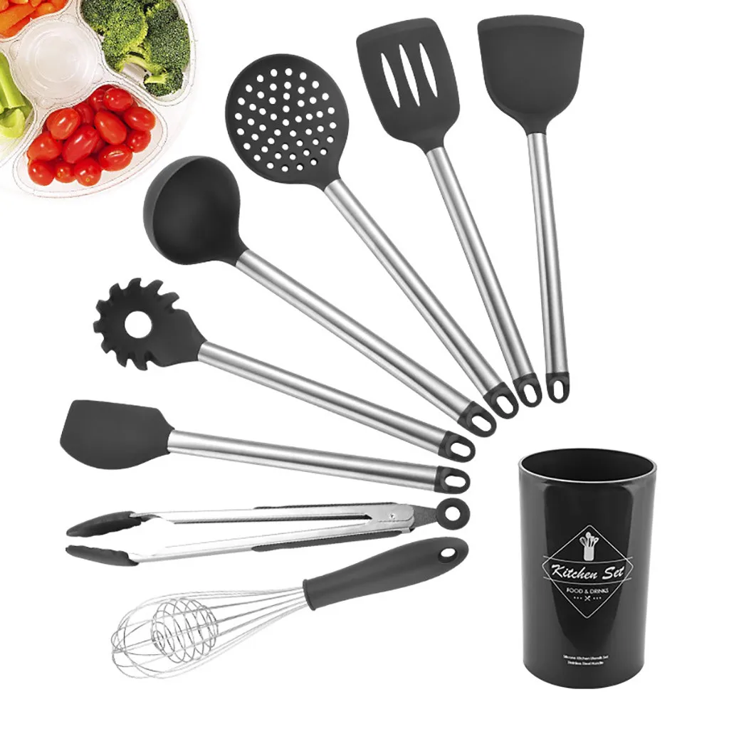 8 шт набор кухонной посуды с антипригарным покрытием лучшие инструменты для приготовления пищи из нержавеющей стали силиконовые