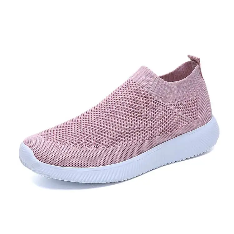 pink mesh Однотонная обувь на плоской подошве; женские кроссовки; Новинка года; удобная женская обувь на плоской подошве; кроссовки на плоской подошве; женская обувь из дышащего сетчатого материала без застежки - Цвет: pink mesh