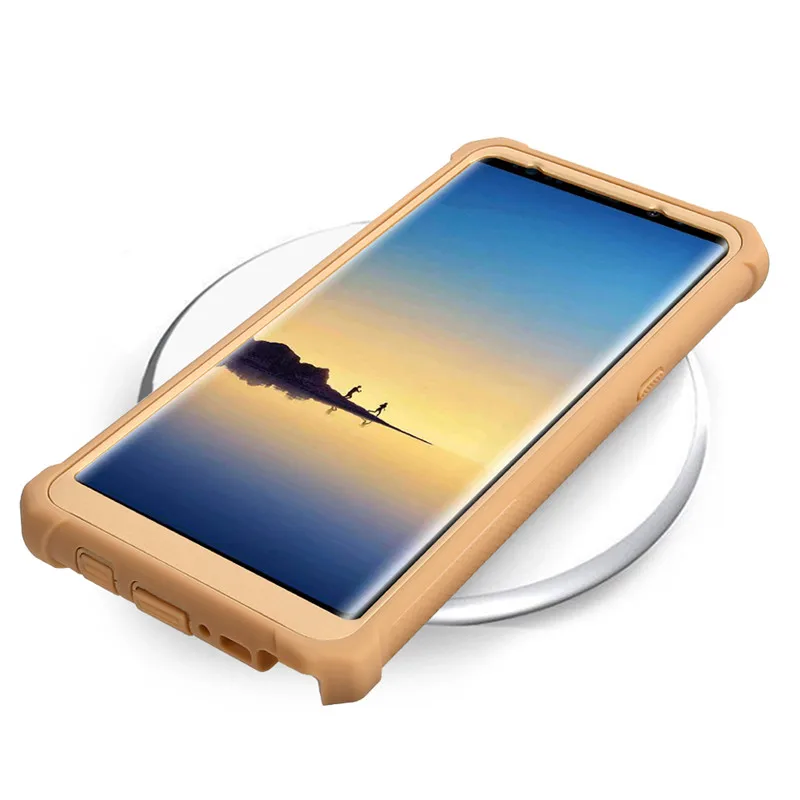 Беспроводная зарядка Модный Цветной двухцветная строчка samsung s8 s9 s10 Plus s10lite note9 PU силиконовый защитный чехол 360 градусов