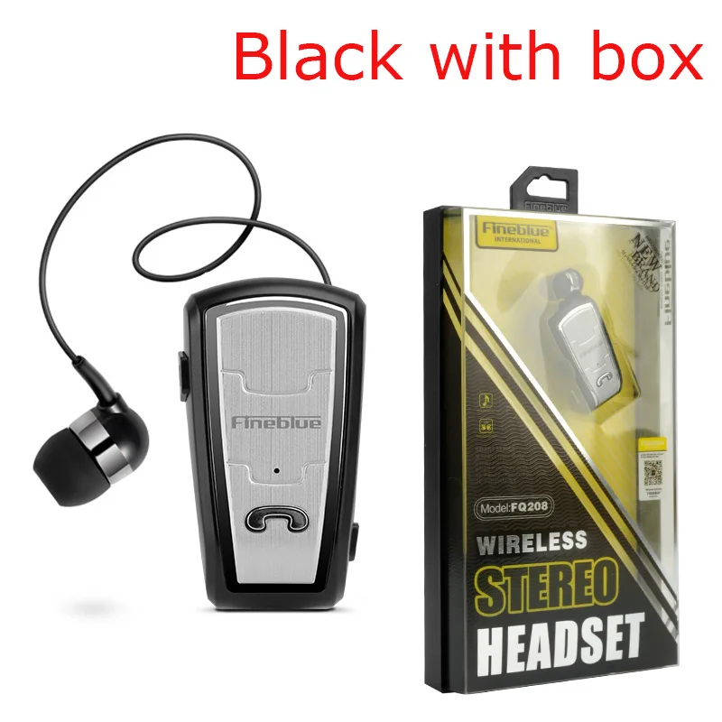 Black with box Fineblue FQ208 Bluetooth наушники автомобиля бизнес стерео с выдвижной кабель шум отмена вызова музыка встречи - Цвет: Black with box
