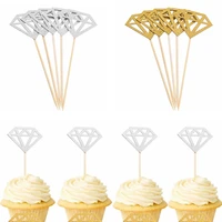 102030pcs silver gold glitter diamond shaped cupcake toppers for wedding birthday party dessert baking flags decor supplies 8z