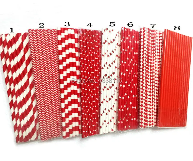 25 шт. красные бумажные соломинки для детского душа свадебной вечеринки украшения