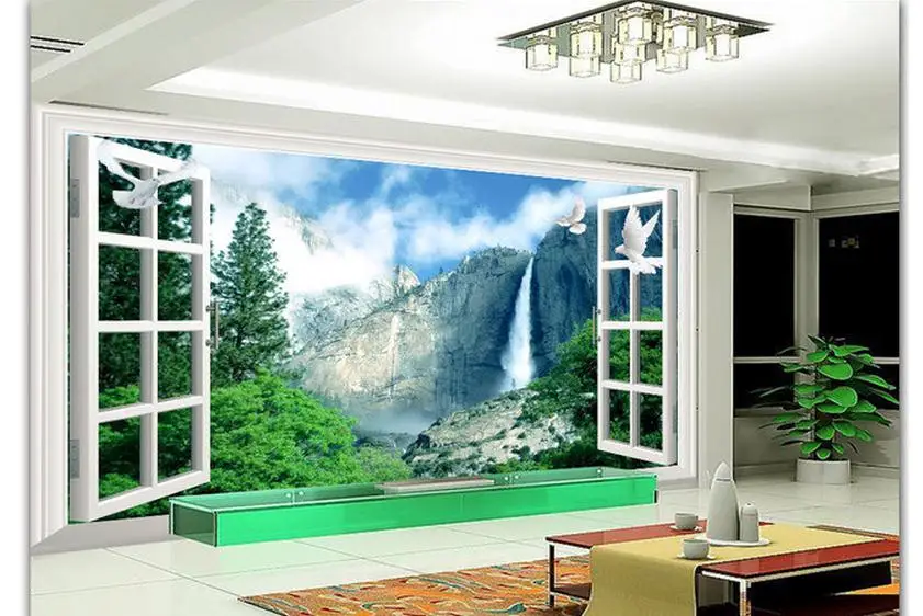 3d обои на заказ ТВ настенная бумага фрески страна чудес водопад пейзаж снаружи