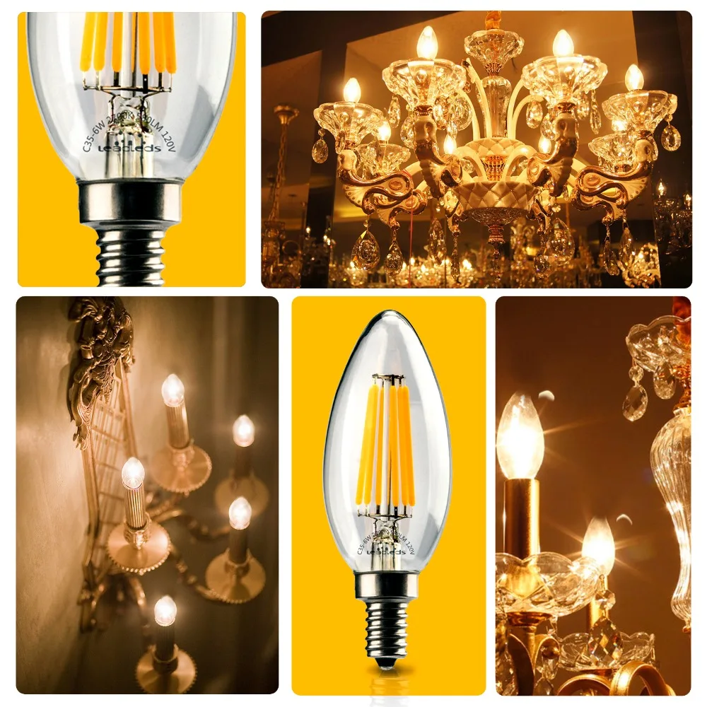 Leadleds 40 Вт эквивалент светодиодные лампочки канделябры C35 (B11) 120В дневного света