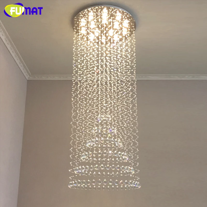 値段 Fumat階段k9クリスタルシャンデリアledスパイラル照明現代のリビングルームライト光沢k9クリスタルサスペンションシャンデリアライト