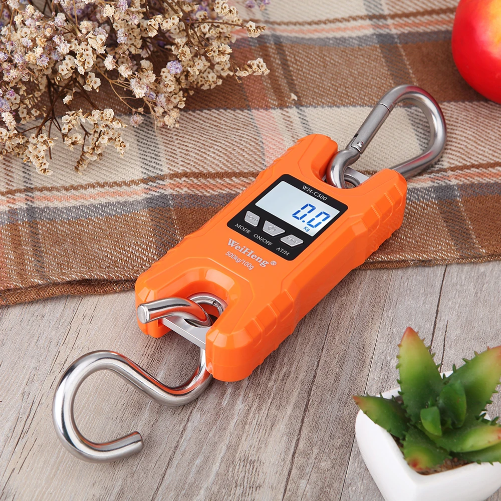 500kg/1102lb Portable Mini Industrial Crane Scale Digital LCD Electronic Scales Heavy Duty Hanging kitchen Weight Hook Scales