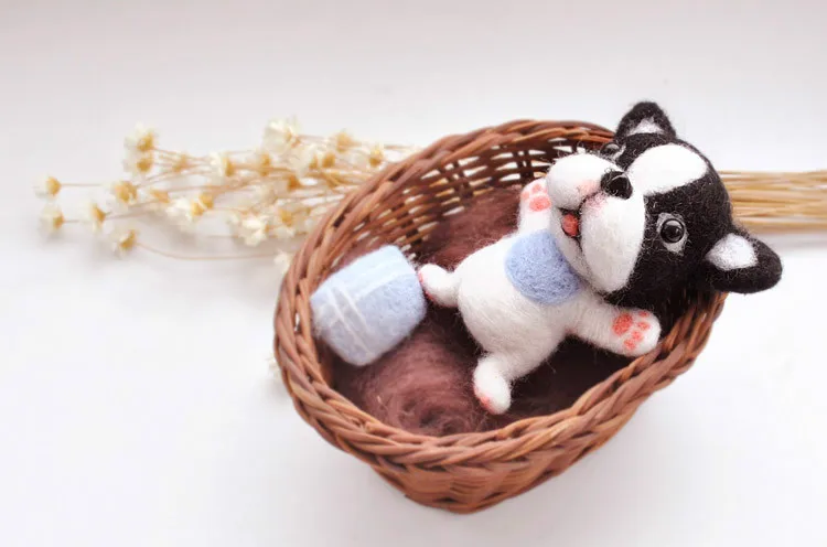 Новый шерстяной войлочный Французский бульдог Novice материал для упаковки своими