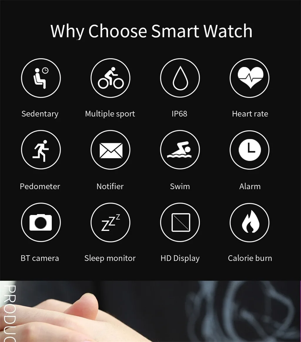 Умный Браслет IP68 Водонепроницаемый Сфигмоманометр высокая яркость умный экран