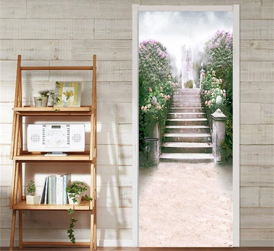 Бесплатная доставка мечтательный сад лестница дверь наклейки на стену сделай