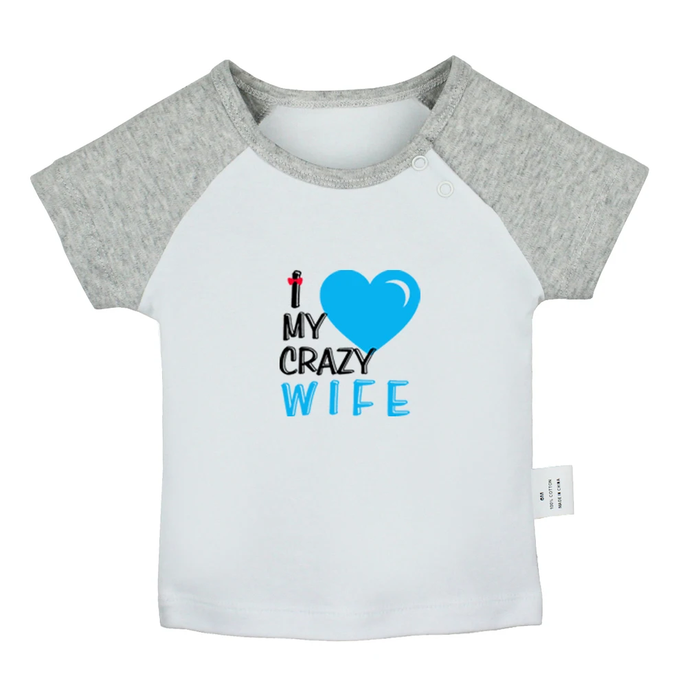 Милые черные футболки для новорожденных с надписью I Love My CRAZY GIRLFRIEND подарок на