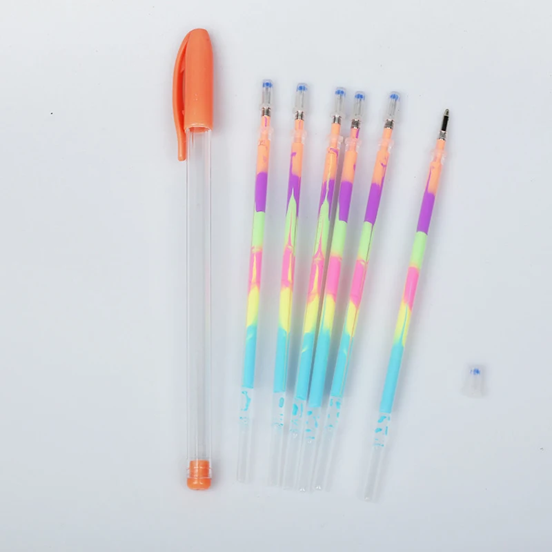 EZONE 20PCS Rainbow Color Pen Refills 1.0mm Ballpoint Children Painting Drawing Black Cardboard Graffiti Student Stationery