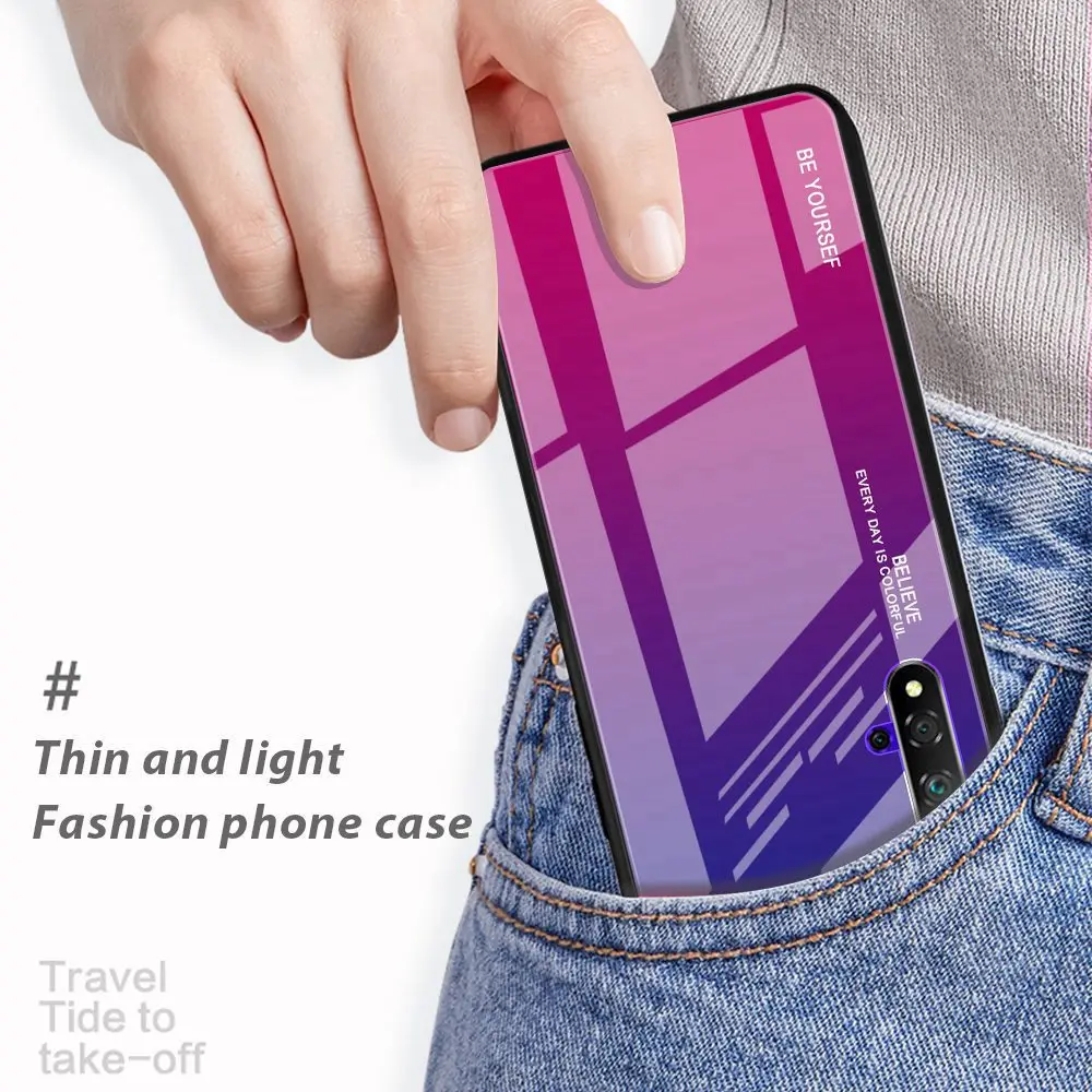 Mirror Glass Phone Case For Samsung S10 5G Huawei Honor 20 Pro Xiaomi Redmi 7A GO Cover Gradient Back Fundas |